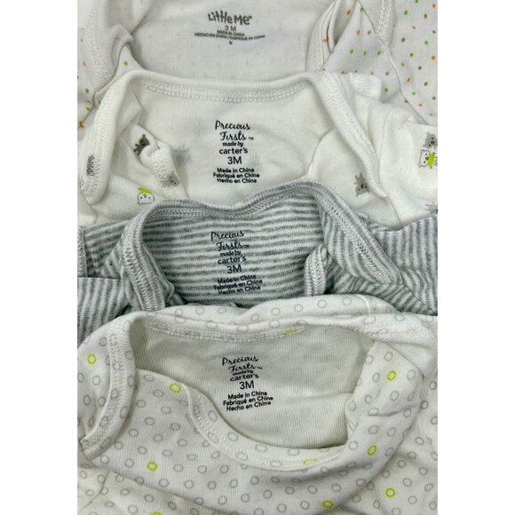 Baby Boy's - 4 Body Suits in White with Designs in Greens and Greys - Size 3 M - Picture 6 of 6